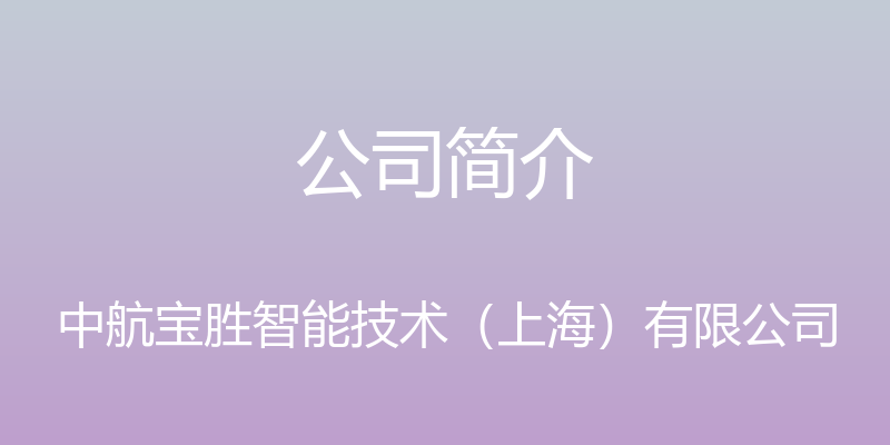 公司简介 - 中航宝胜智能技术（上海）有限公司