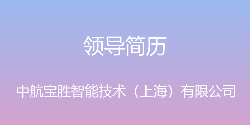 领导简历 - 中航宝胜智能技术（上海）有限公司